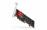 AXAGON PCEM2-ND, PCIe x8 řadič - 2x M.2 NVMe M-key slot, RAID, podpora desek bez bifurkace, vč. LP