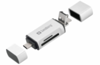 Sandberg čtečka paměťových karet 3v1 konektory USB-C+USB+MicroUSB(M), sloty SD a microSD(F)