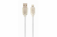 Gembird kábel nabíjací Lightning 8-pin (M) na USB 2.0 (M), prémiový, gumovo - opletený, 1 m, biely