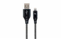 Gembird nabíjecí kabel Lightning 8-pin (M) na USB 2.0 (M), prémiový, opletený, 1 m, černý