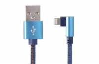 Gembird kábel nabíjací Lightning 8-pin (M) 90° na USB 2.0 (M), opletený, 1 m, modrý