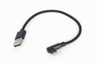 Gembird kábel nabíjací Lightning 8-pin (M) 90° na USB 2.0 (M), 0.2 m, čierny
