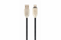 Gembird nabíjecí kabel Lightning 8-pin (M) na USB 2.0 (M), prémiový, gumovo - opletený, 1 m, černý