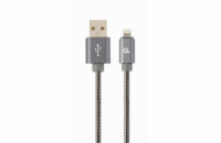 Gembird CC-USB2S-AMLM-1M-BG Gembird kábel nabíjací Lightning 8-pin (M) na USB 2.0 (M), prémiový, metalicky opletený, 1 m, šedý