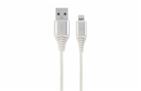 Gembird kábel nabíjací Lightning 8-pin (M) na USB 2.0 (M), prémiový, opletený, 1 m, biely