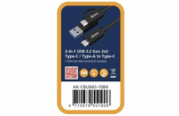 Akasa AK-CBUB65-10BK USB 3.2 Gen 2 Type-C/A na Type-C, 1m AKASA kabel 2-In-1 USB 3.2 Gen 2x2 Type-C / Type-A na Type-C, 20G, 1m