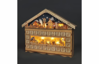 Solight LED adventní kalendář - horská chata, 10x LED, 50x40cm, 2x AA - 1V258