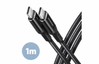 AXAGON BUCM-CM10AB, HQ kabel USB-C <-> USB-C, 1m, USB 2.0, PD 60W 3A, ALU, oplet, černý