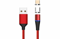 Premiumcord ku2m1fgr PREMIUMCORD Magnetický micro USB a USB-C nabíjecí a datový kabel 1m, červený