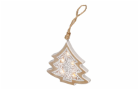 Solight LED vánoční stromek, dřevěný dekor, 6LED, teplá bílá, 2x AAA - 1V45-T