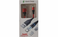 Premiumcord ku2m1fgr PREMIUMCORD Magnetický micro USB a USB-C nabíjecí a datový kabel 1m, červený