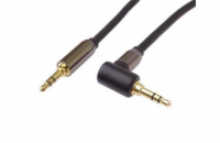 PremiumCord HQ stíněný kabel stereo Jack 3.5mm - Jack 3.5mm zahnutý 90°, 5m