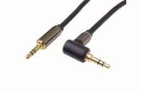 PremiumCord HQ stíněný kabel stereo Jack 3.5mm - Jack 3.5mm zahnutý 90° 1,5m
