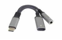 PremiumCord USB-C /3,5mm jack s DAC chipem ku31zvuk04 PremiumCord Redukce USB-C /3,5mm jack s DAC chipem + USB-C pro nabíjení 13cm