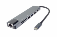 PremiumCord Adaptér USB-C na HDMI + USB3.0 + USB2.0 + PD + SD/TF + RJ45