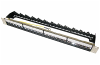 XtendLan PP19-24N-N XtendLan Patch panel 19", 24 portů, neosazený, stíněný, černý, ,CAT5e,6,6A,7, vyvazovák