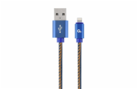 Gembird kábel nabíjací Lightning 8-pin (M) na USB 2.0 (M), prémiový, opletený, metal konektory, 1 m, džínsovina