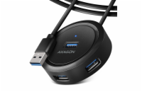 AXAGON HUE-P1AL, 4x USB 3.2 Gen 1 ROUND hub, micro USB napájecí konektor, kabel USB-A 1.2m