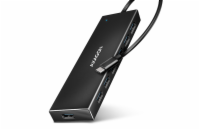 AXAGON HUE-F7C, 7x USB 3.2 Gen 1 ALU FLAT CHARGING hub, micro USB napájecí konektor, kabel USB-C 30cm