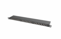 LANBERG PATCH PANEL 24 PORT 0.5U 19” CAT.5E SHIELDED BLACK  