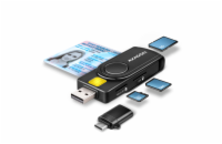 AXAGON CRE-SMP2A, USB-A PocketReader 4-slot čtečka Smart card (eObčanka) + SD/microSD/SIM
