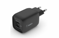 Belkin WCH013vfBK Belkin Duální 65W USB-C Power Delivery GaN PPS nástěnná nabíječka, černá