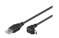 PremiumCord Kabel micro USB 2.0, A-B, konektor do úhlu 90° 1m (černý)