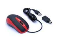 AMEI AM-M801/Kancelářská/Optická/Drátová USB/Černá-červená