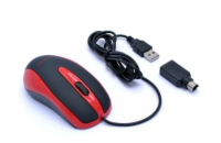 AMEI AM-M801/Kancelářská/Optická/800 DPI/Drátová USB/Černá-červená