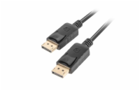 LANBERG připojovací kabel DisplayPort 1.2 M/M, 4K@60Hz, délka 1m, černý, se západkou, zlacené konektory