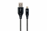 GEMBIRD CABLEXPERT Kabel USB 2.0 AM na MicroUSB (AM/BM), 2m, opletený, černo-bílý, blister, PREMIUM QUALITY