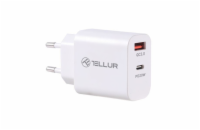 Tellur PDHC101 síťová dvouportová USB nabíječka, PD 20W + QC3.0 18W, bílá