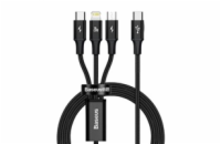 Baseus Rapid Series nabíjecí/datový kabel 3v1 USB-C/ (microUSB + Lightning  PD 20W + USB-C) 1.5m černá