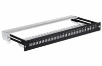 19" modulární stíněný patch panel LEXI-Net 24port, černý, výsuvný