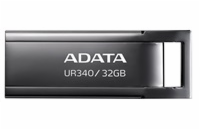 ADATA Flash Disk 64GB UR340, USB 3.2 Dash Drive, kov lesklá černá