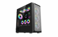 1stCOOL Wind Storm ML-WSTORM-B-ARGB 1stCOOL skříň Wind Storm Black MiddleTower ARGB, AU, USB3.0, bez zdroje, RGB fan, průhledná bočnice, černá