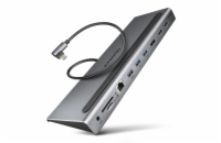 AXAGON HMC-4KX3 USB 5Gbps hub, 3x USB-A, 2x HDMI, DP, RJ-45, SD/microSD, audio, PD 100W, kabel 40cm