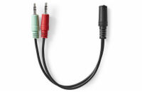 NEDIS redukce pro headsety/ 2x zástrčka 3,5mm jack - zásuvka 3,5 mm jack/ černá/ box/ 12cm