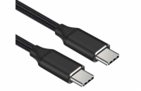 PREMIUMCORD Kabel USB-C M/M, 240W 480Mbps černý bavlněný oplet, 2m