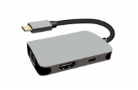 PremiumCord USB-C na HDMI + RJ45 + PD adaptér, hliníkové pouzdro