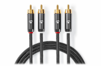 NEDIS PROFIGOLD stereo audio kabel/ 2x RCA zástrčka - 2x RCA zástrčka/ bvlna/ šedý/ BOX/ 2m