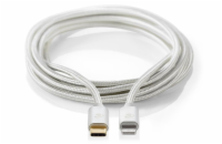NEDIS PROFIGOLD Lightning/USB 2.0 kabel/ Apple Lightning 8pinový - USB-C zástrčka/ nylon/ stříbrný/ BOX/ 1m