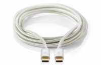 NEDIS PROFIGOLD USB 2.0 kabel/ USB-C zástrčka - USB-C zástrčka/ nylon/ stříbrný/ BOX/ 2m