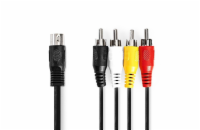 NEDIS redukční audio kabel DIN/ 5pin zástrčka DIN - 4× zástrčka RCA/ černý/ bulk/ 1m