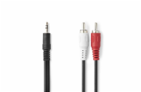 NEDIS stereofonní audio kabel/ 3,5 mm zástrčka - 2x RCA zástrčka/ černý/ bulk/ 10m