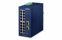 Planet IGS-4215-16T2S-U průmyslový L2 switch, 16x1Gb, 2x1Gb SFP, dual 9-48VDC, -40~75°C, 1x Micro-USB female port, IP30