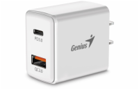 GENIUS PD-20AC GENIUS nabíječka PD-20AC, 20W, rychlé nabíjení, USB-C PD3.0, USB-A QC3.0, bílá