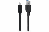 GENIUS nabíjecí kabel ACC-A2CC-3A, 100cm, USB-A na USB-C, 3A, QC3.0, opletený, černý