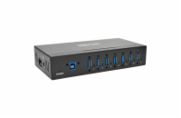 Rozbočovač 7x USB 3, průmyslový, odolnost ESD 20kV, kovové pouzdro, možnost montáže