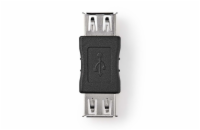 NEDIS adaptér USB 2.0/ zástrčka USB-A - zásuvka USB-A zásuvka/ 480 Mbps/ kulatý/ poniklovaný/ PVC/ černý/ blistr